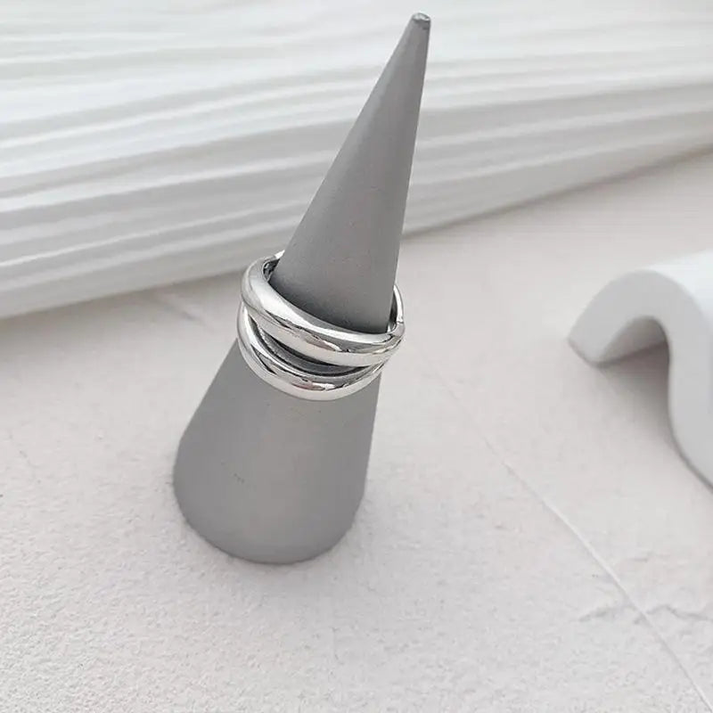 Sterling Silver Rings New Fashion Party Jewelry Vintage Charm Double Layer Geometric Nail Design Accessories Gifts