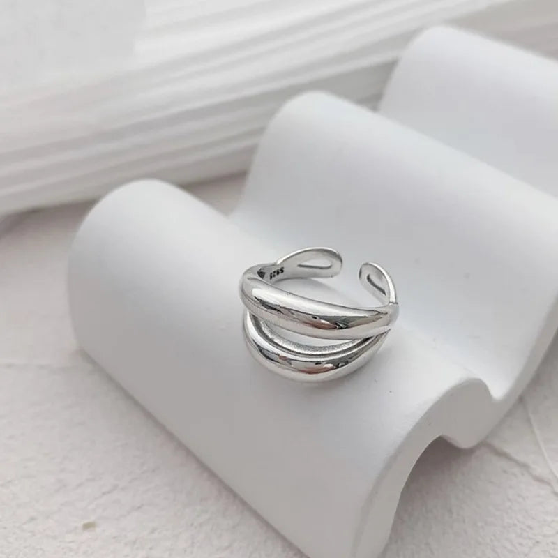 Sterling Silver Rings New Fashion Party Jewelry Vintage Charm Double Layer Geometric Nail Design Accessories Gifts