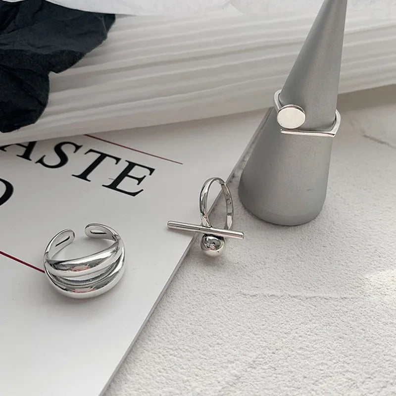 Sterling Silver Rings New Fashion Party Jewelry Vintage Charm Double Layer Geometric Nail Design Accessories Gifts