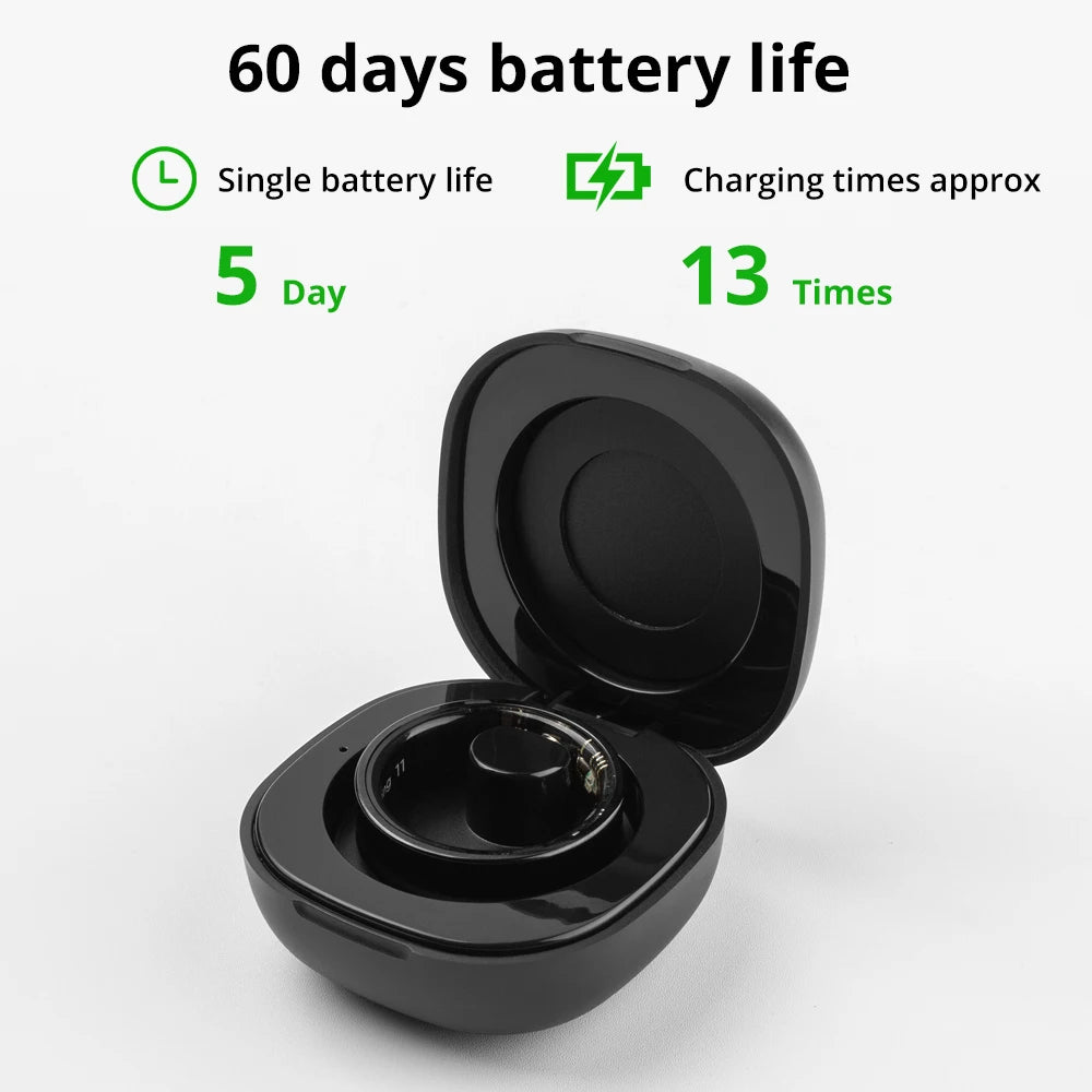 Smart Ring Men Women with Charging Case, Health and Sleep Monitor, Skin Temperature Monitor, 60 days battery life