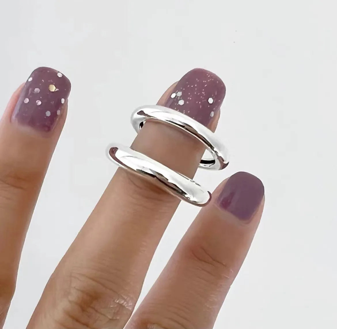 Sterling Silver Rings New Fashion Party Jewelry Vintage Charm Double Layer Geometric Nail Design Accessories Gifts