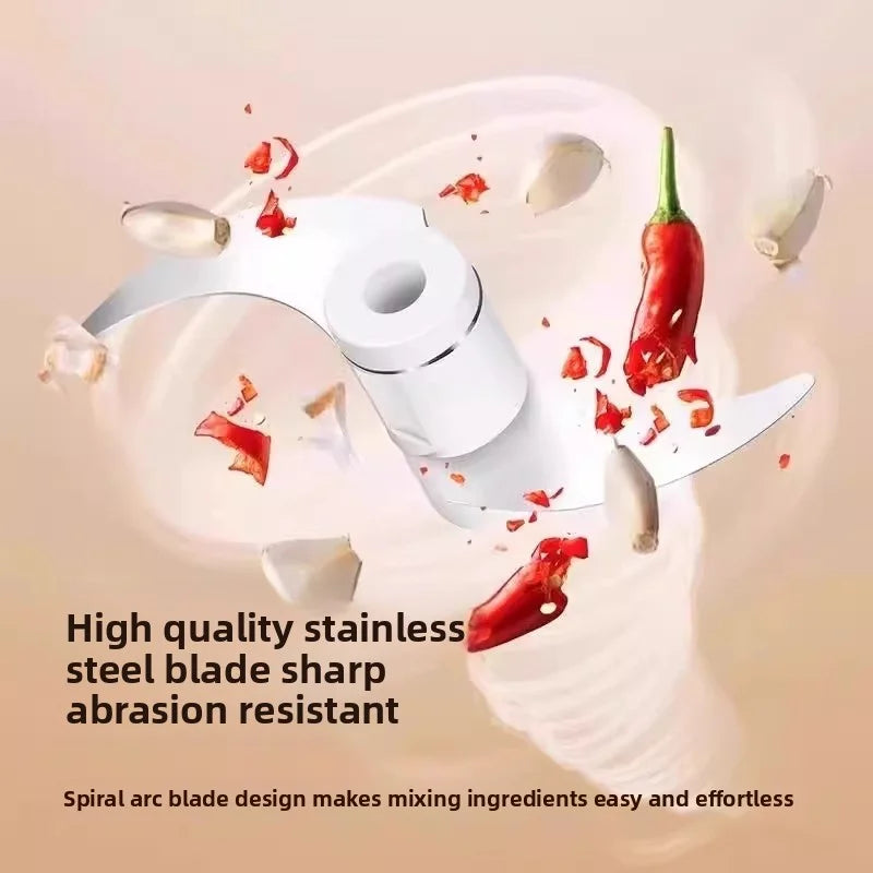 USB wireless garlic grinder, portable meat grinder, 260ML food grinder, onion ginger chili vegetable chopper, kitchen blender