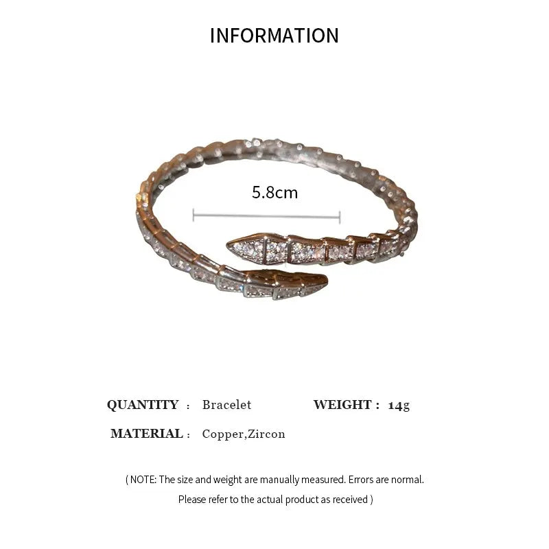 Classic Bracelets For Women Simple Fashion Shiny Inlaid Zircon Bracelet&bangle Punk Animal Chunky Bangles Jewelry