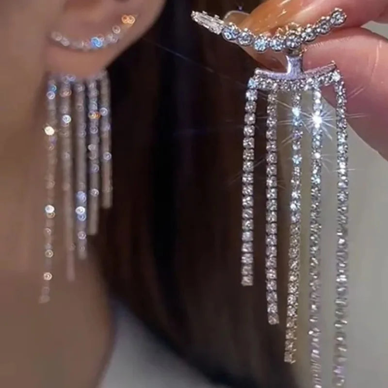 Liquid Earrings for Women Silver Color Hip-Hop Punk Fashion Geometric Earring Clip Girl 2024 Trendy Party Jewelry