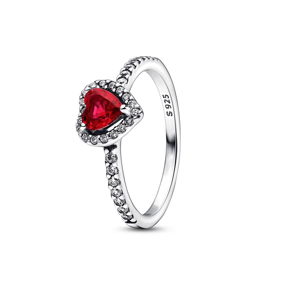 Rings Red Pink Heart Zircon Ring Size 6 7 8 9 Wedding Fashion High Jewelry Gifts for Women