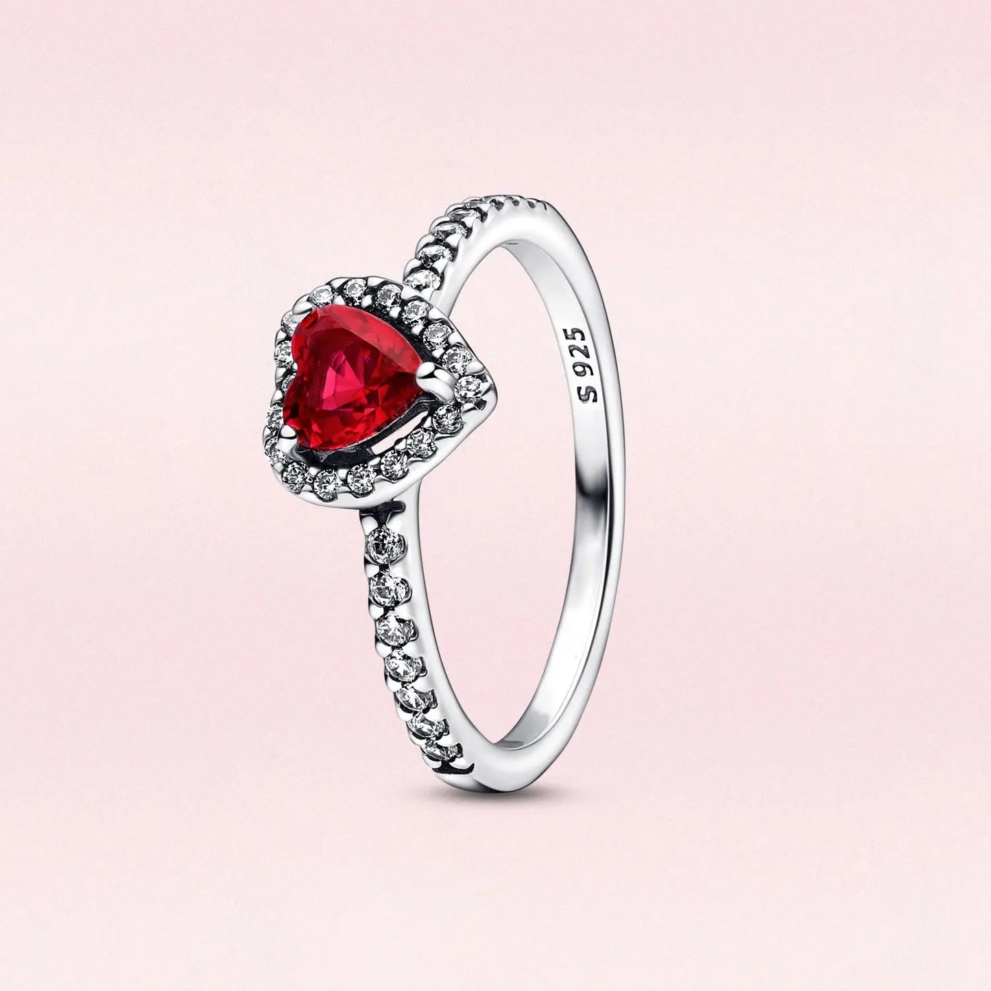 Rings Red Pink Heart Zircon Ring Size 6 7 8 9 Wedding Fashion High Jewelry Gifts for Women