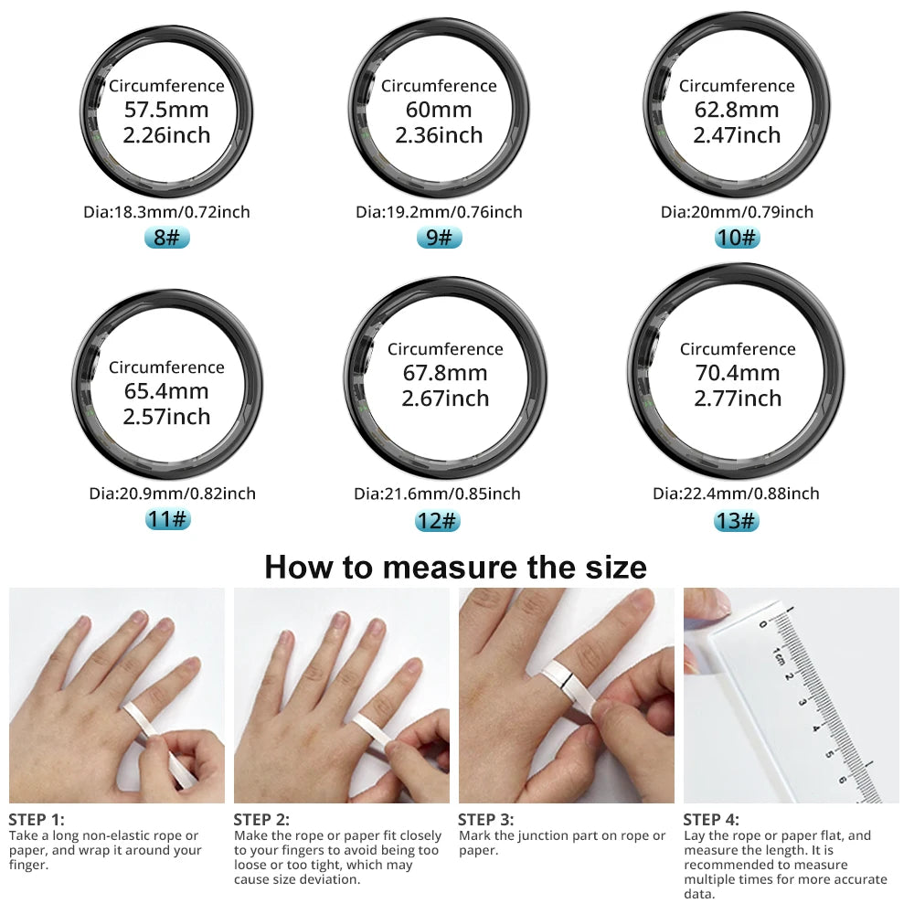 Smart Ring Men Women with Charging Case, Health and Sleep Monitor, Skin Temperature Monitor, 60 days battery life