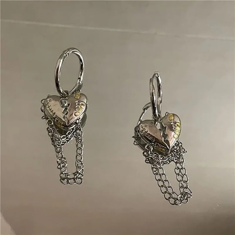 Liquid Earrings for Women Silver Color Hip-Hop Punk Fashion Geometric Earring Clip Girl 2024 Trendy Party Jewelry