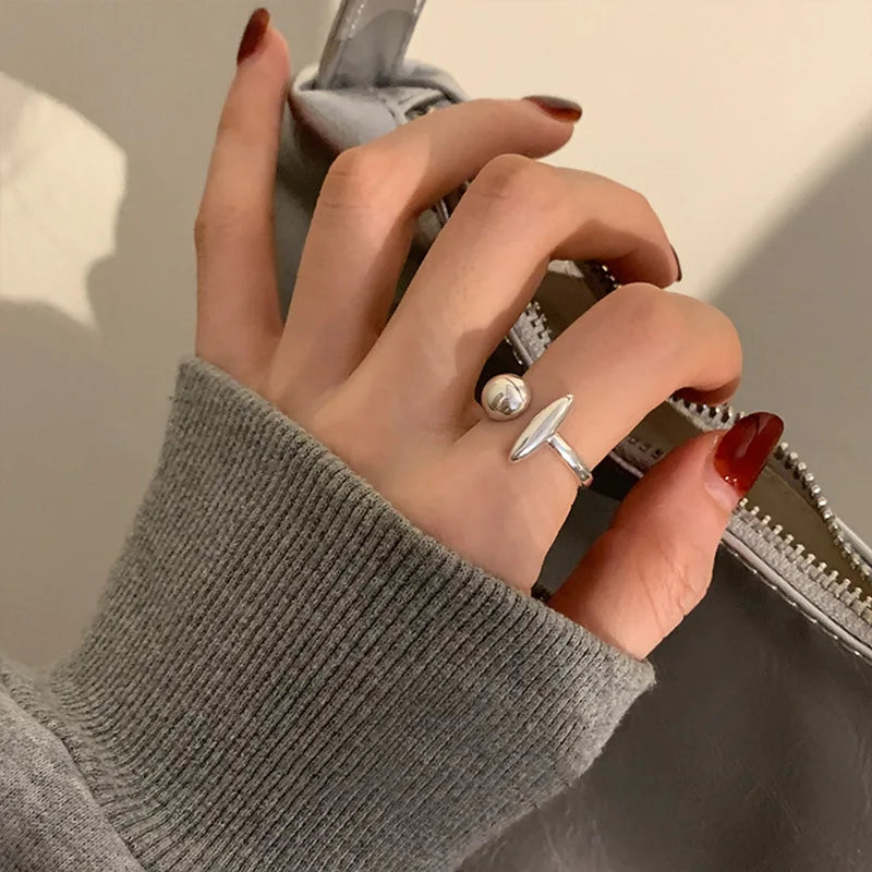 Sterling Silver Rings New Fashion Party Jewelry Vintage Charm Double Layer Geometric Nail Design Accessories Gifts