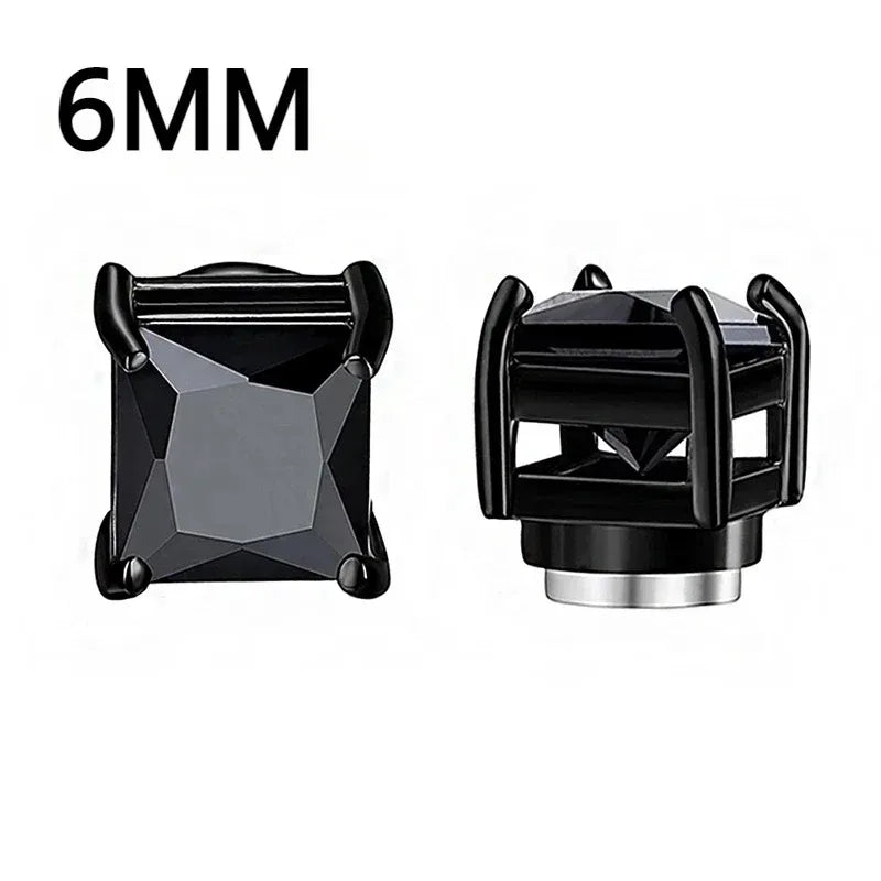 Crystal Strong Magnetic Ear Stud Clip Earrings for Men Women, Punk Round Zircon Magnet Earrings Non Piercing Ear Jewelry