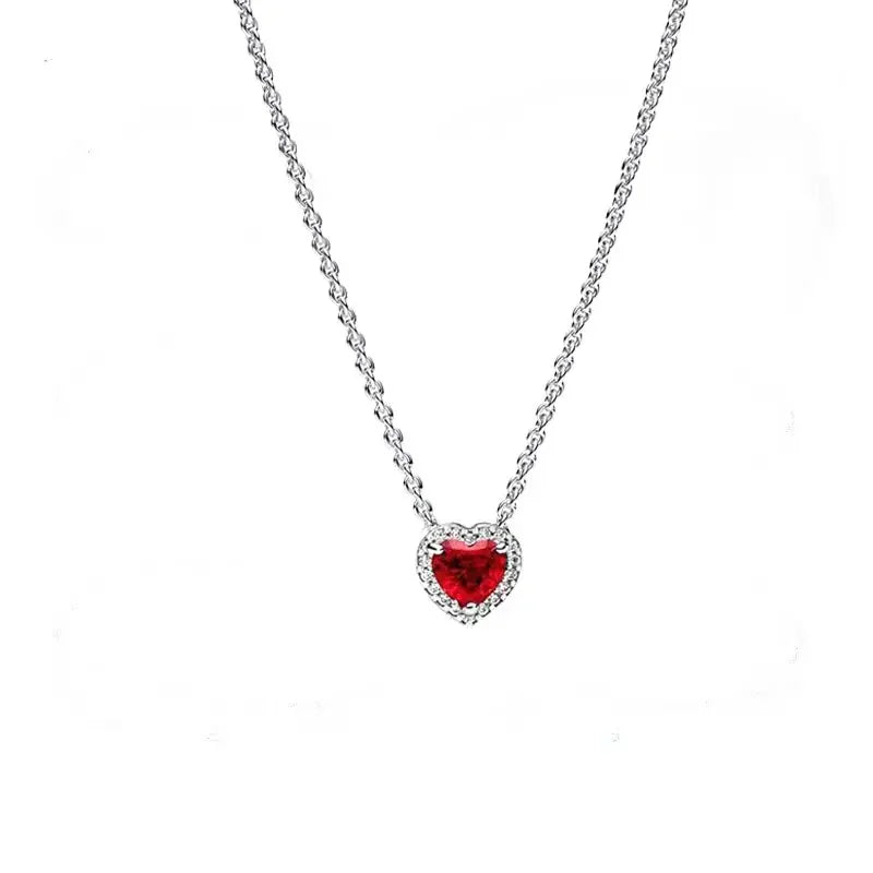 Pendants Necklace Original 925 Sterling Silver Elevated Heart Necklace Lover's Holiday Fine Jewelry Gift