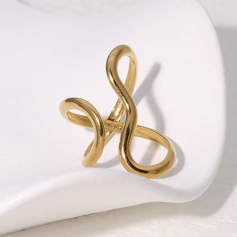 Stainless Steel Waterproof Open Ring Personality Charms PVD Real Gold 18K Plated Trendy Jewelry for Women