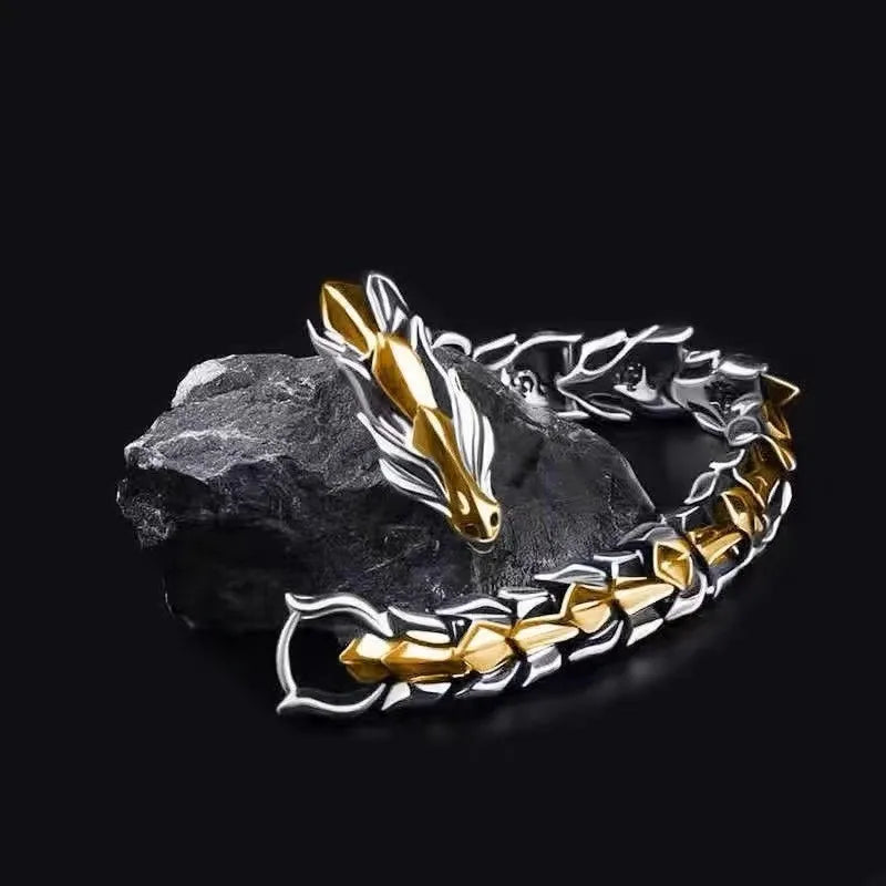 Men's Viking Domineering Dragon Vintage Punk Hiphop Bangle Bracelet Birthday Gift