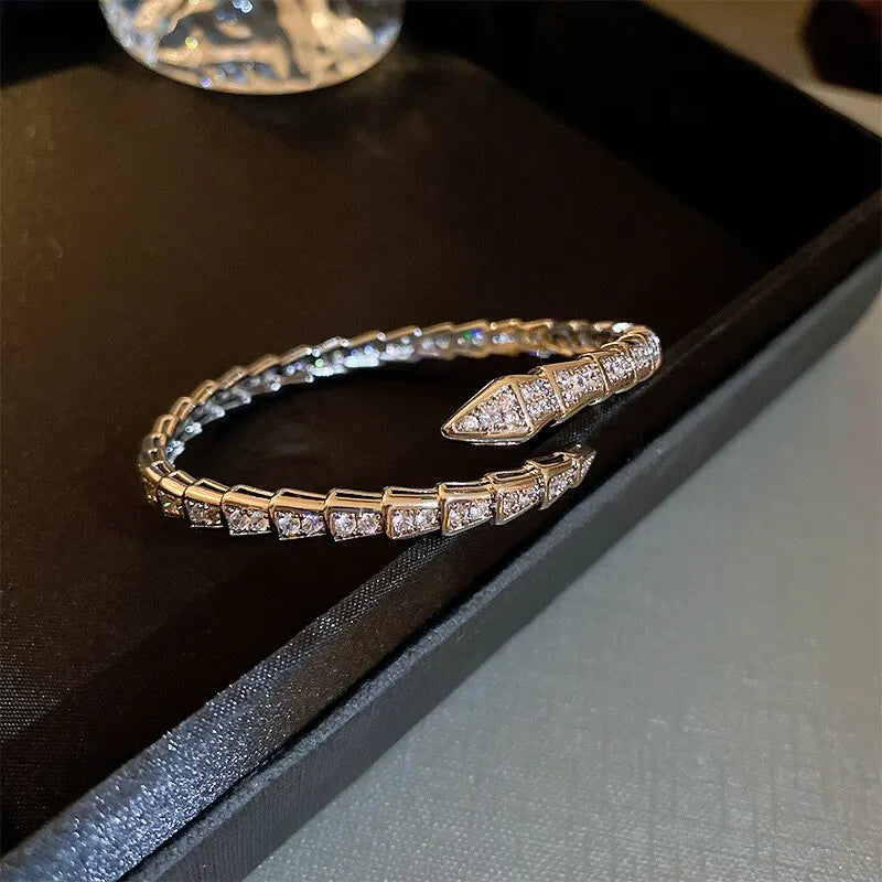 Classic Bracelets For Women Simple Fashion Shiny Inlaid Zircon Bracelet&bangle Punk Animal Chunky Bangles Jewelry