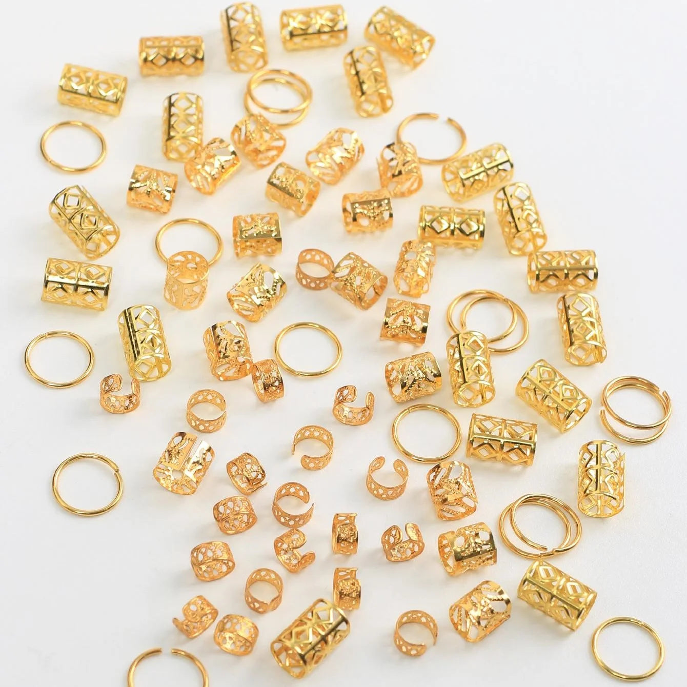 80pcs Dreadlock Hair Beads - Stylish Alloy Hair Accessories Loc Hair Jewelry for Braids for Girls and Women
