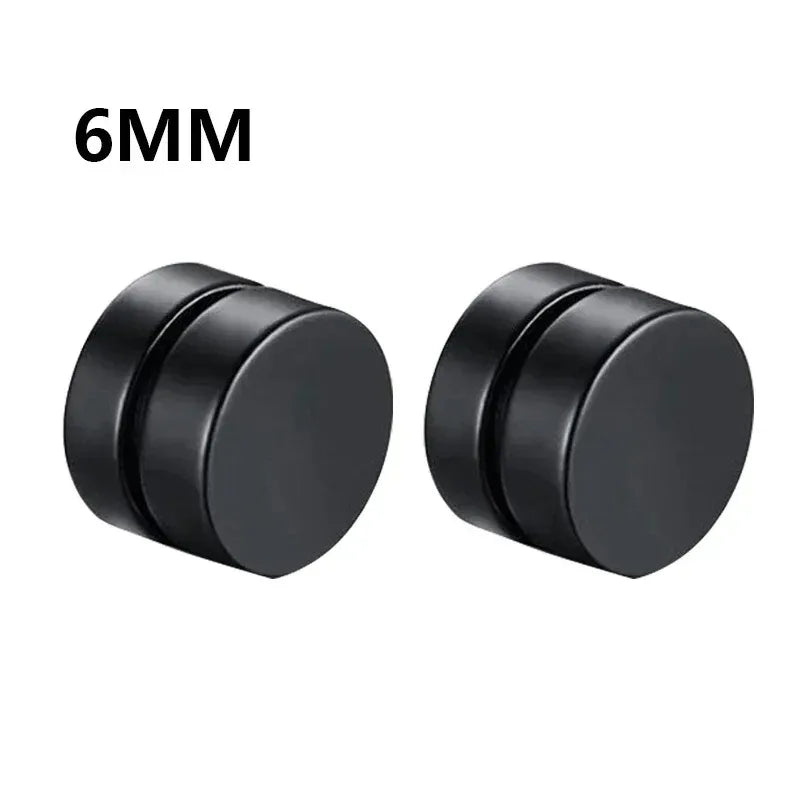 Crystal Strong Magnetic Ear Stud Clip Earrings for Men Women, Punk Round Zircon Magnet Earrings Non Piercing Ear Jewelry