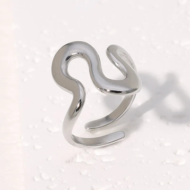 Stainless Steel Waterproof Open Ring Personality Charms PVD Real Gold 18K Plated Trendy Jewelry for Women