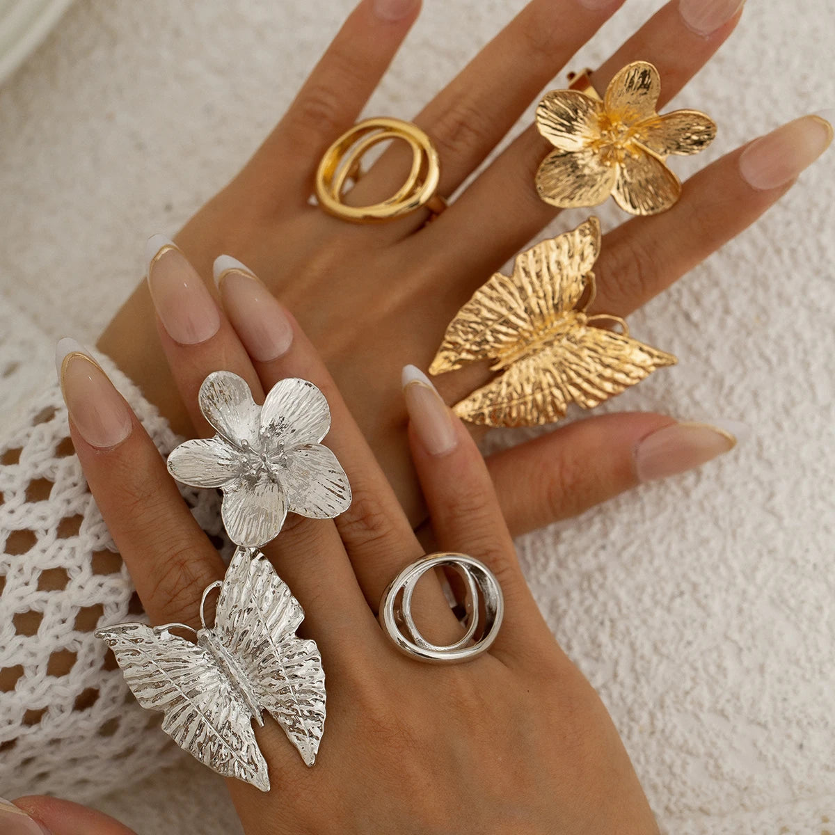 Flowers Ring for Women Fashion Statement 2025 Adjustable Finger Ring Wed Jewelry
