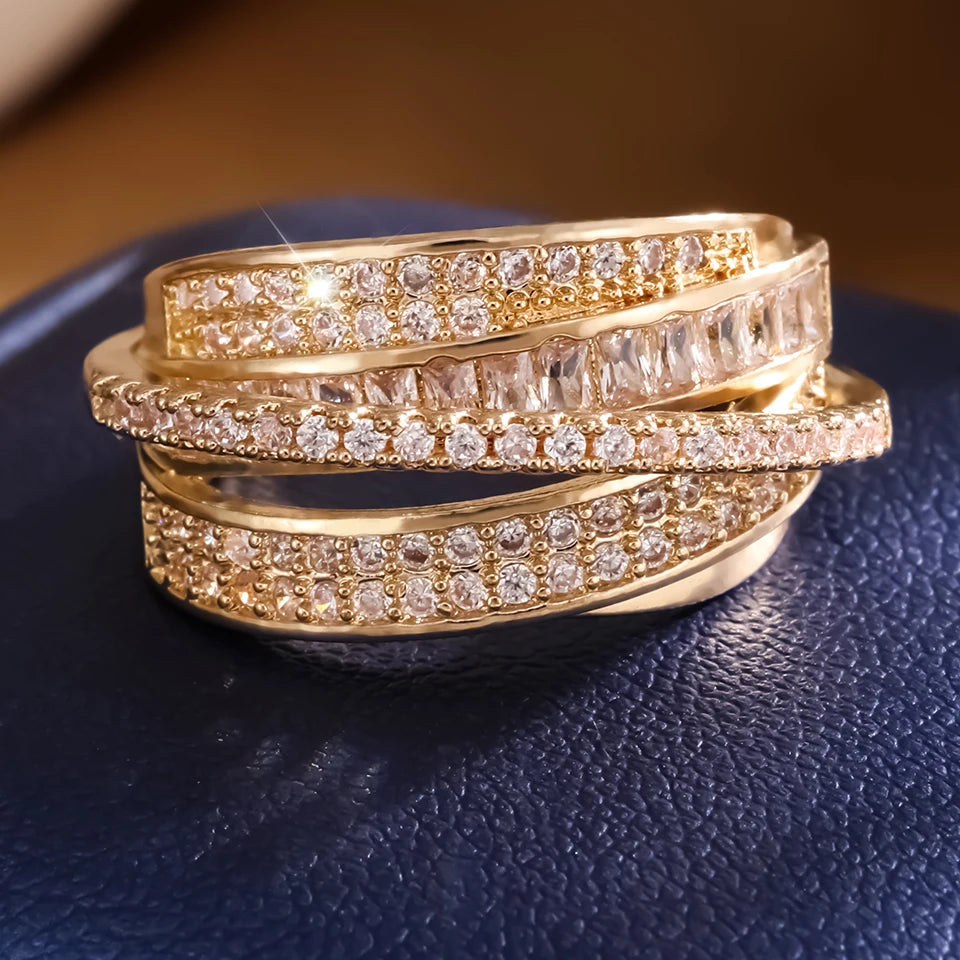 Ring Women's Plated 18k-Gold Couple Holiday Gift Ring Jewelry
