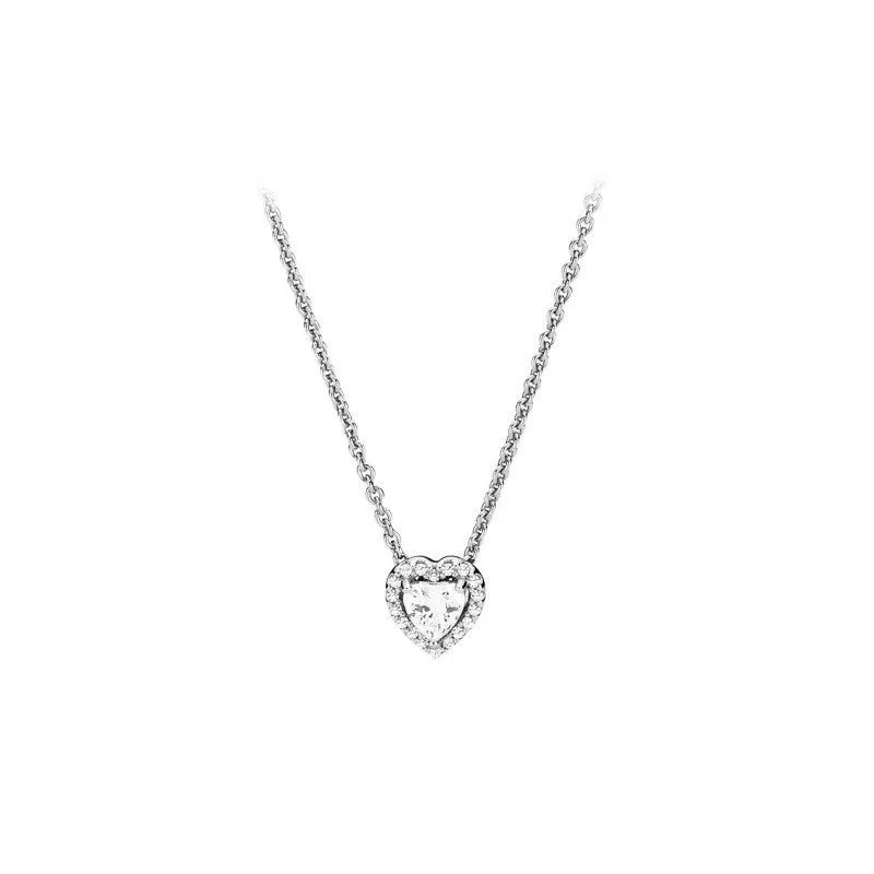 Pendants Necklace Original 925 Sterling Silver Elevated Heart Necklace Lover's Holiday Fine Jewelry Gift