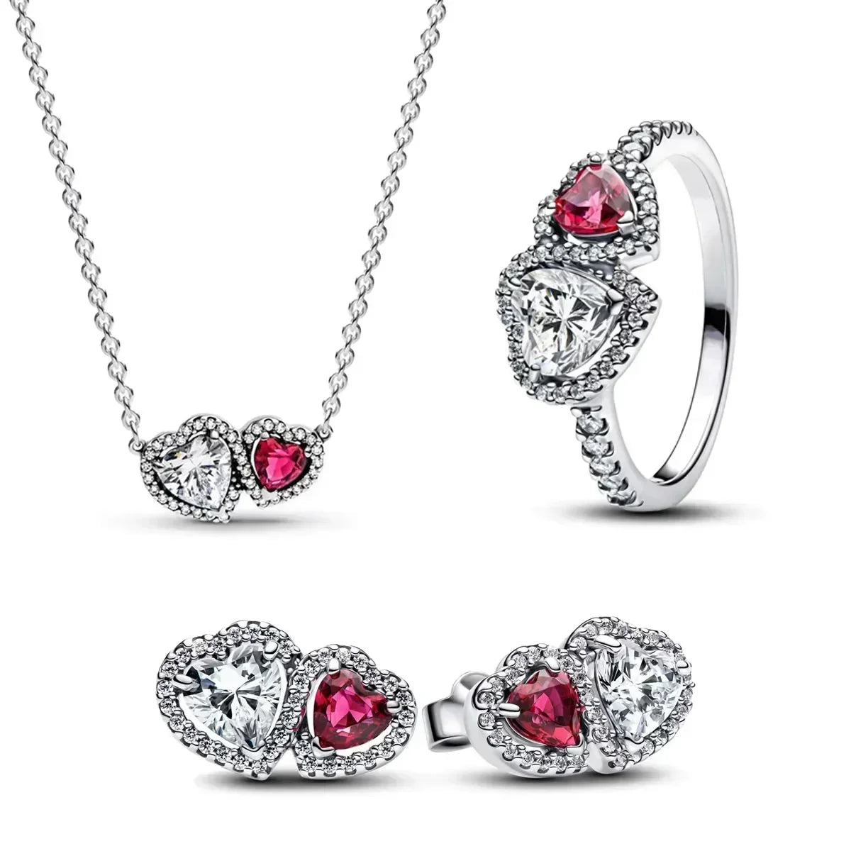 925 Sterling Silver Colorful Zircon Ring Earrings Bracelet Necklace Original DIY Women's Jewelry Gift