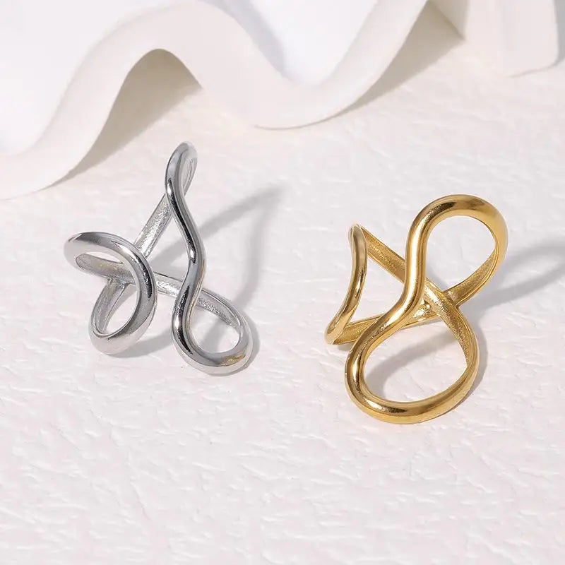 Stainless Steel Waterproof Open Ring Personality Charms PVD Real Gold 18K Plated Trendy Jewelry for Women