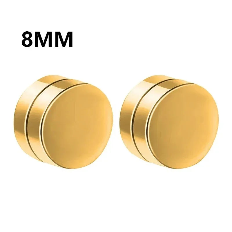 Crystal Strong Magnetic Ear Stud Clip Earrings for Men Women, Punk Round Zircon Magnet Earrings Non Piercing Ear Jewelry