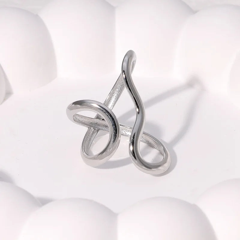 Stainless Steel Waterproof Open Ring Personality Charms PVD Real Gold 18K Plated Trendy Jewelry for Women
