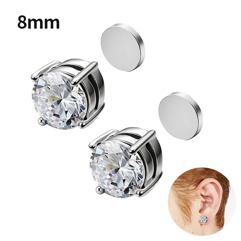 Crystal Magnetic Clip Ear Stud Non Piercing Earrings Fake Earring Gift for Men Women Jewelry