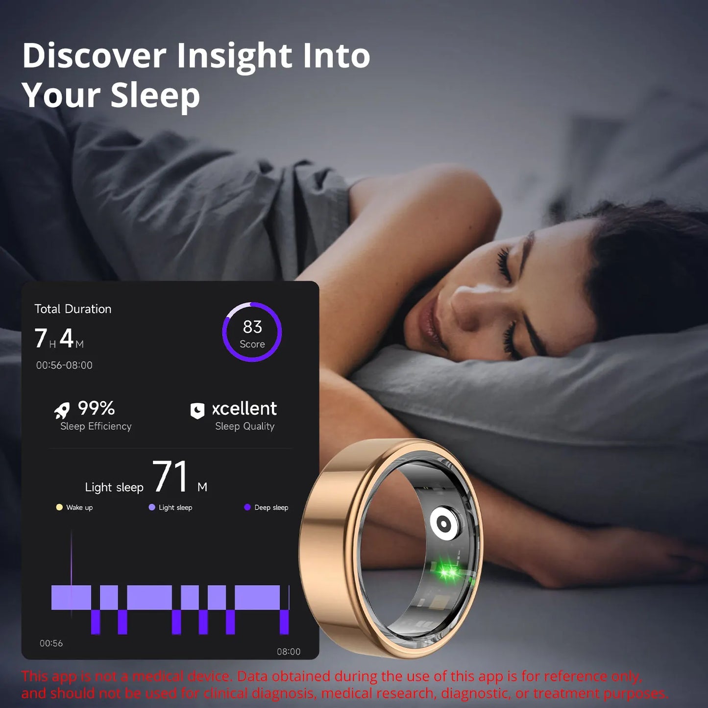 Smart Ring with Charging Case for Men Women, Battery Life, 39 Days, Health Monitor, 5ATM Waterproof