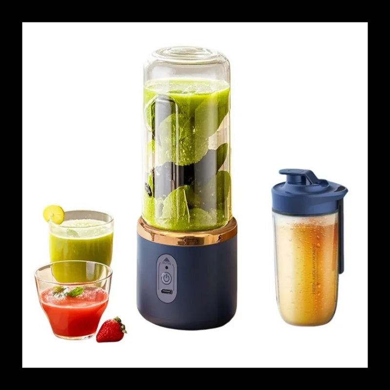 Double Cup Multifunction Juicer USB Rechargeable Fruit Blender 6 Blade Electric Portable Juicer Fruit Smoothie Milkshake Mixer