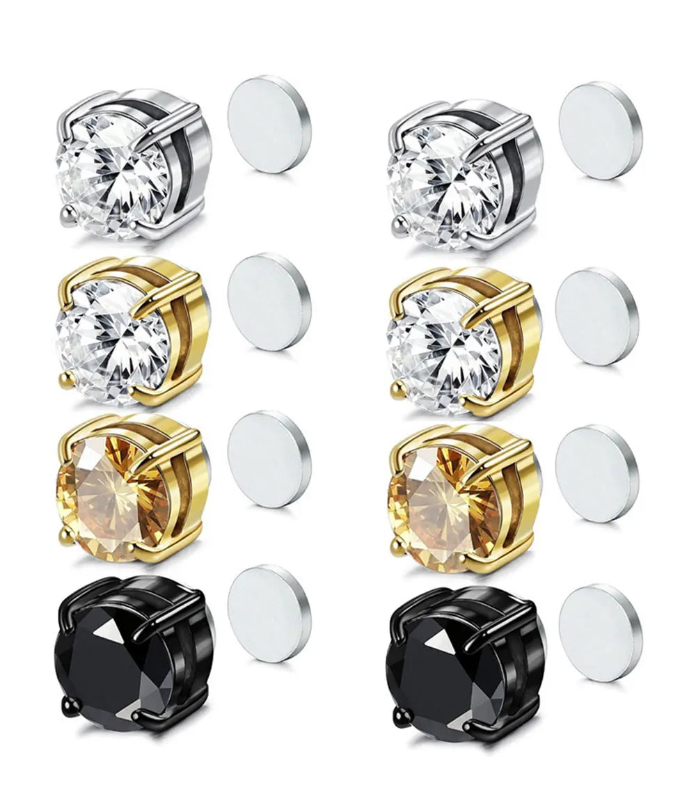 Crystal Magnetic Clip Ear Stud Non Piercing Earrings Fake Earring Gift for Men Women Jewelry