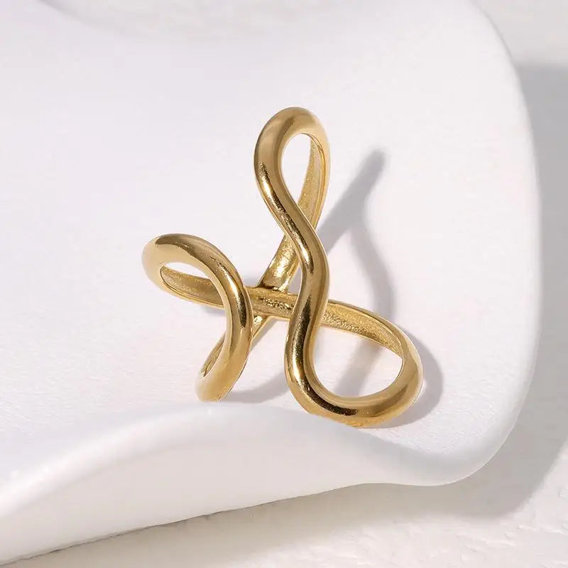 Stainless Steel Waterproof Open Ring Personality Charms PVD Real Gold 18K Plated Trendy Jewelry for Women