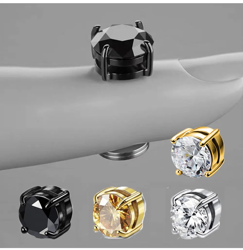Crystal Magnetic Clip Ear Stud Non Piercing Earrings Fake Earring Gift for Men Women Jewelry