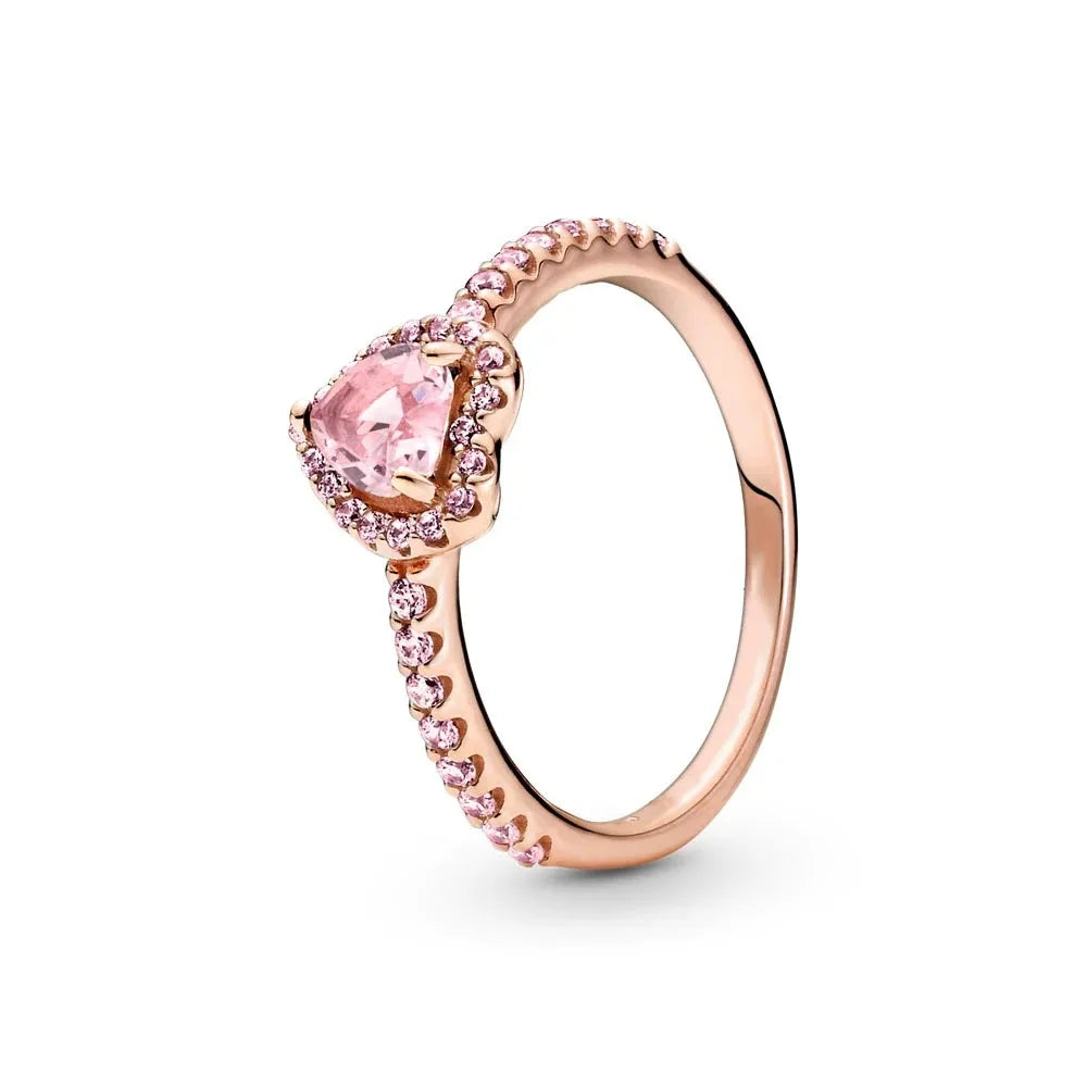 Rings Red Pink Heart Zircon Ring Size 6 7 8 9 Wedding Fashion High Jewelry Gifts for Women