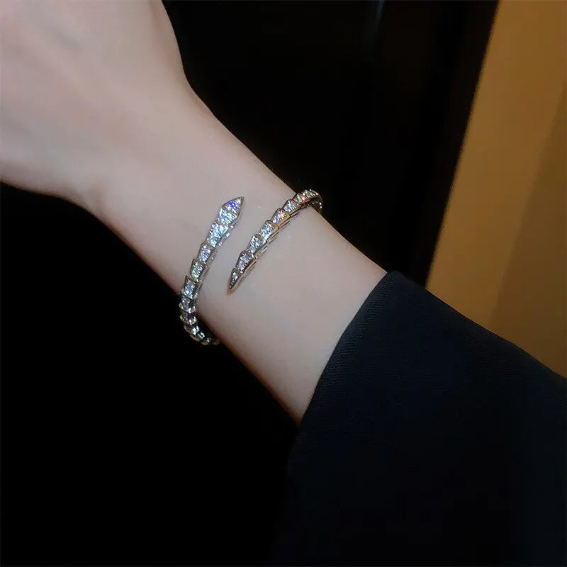 Classic Bracelets For Women Simple Fashion Shiny Inlaid Zircon Bracelet&bangle Punk Animal Chunky Bangles Jewelry
