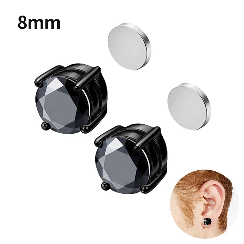 Crystal Magnetic Clip Ear Stud Non Piercing Earrings Fake Earring Gift for Men Women Jewelry