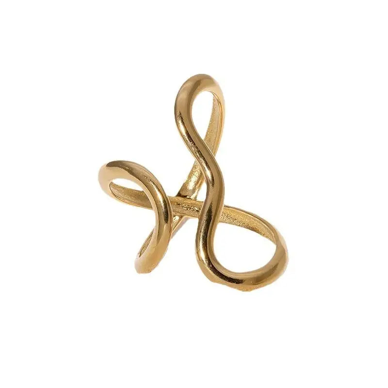 Stainless Steel Waterproof Open Ring Personality Charms PVD Real Gold 18K Plated Trendy Jewelry for Women