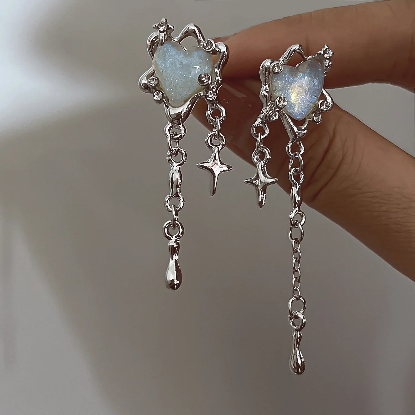 Liquid Earrings for Women Silver Color Hip-Hop Punk Fashion Geometric Earring Clip Girl 2024 Trendy Party Jewelry