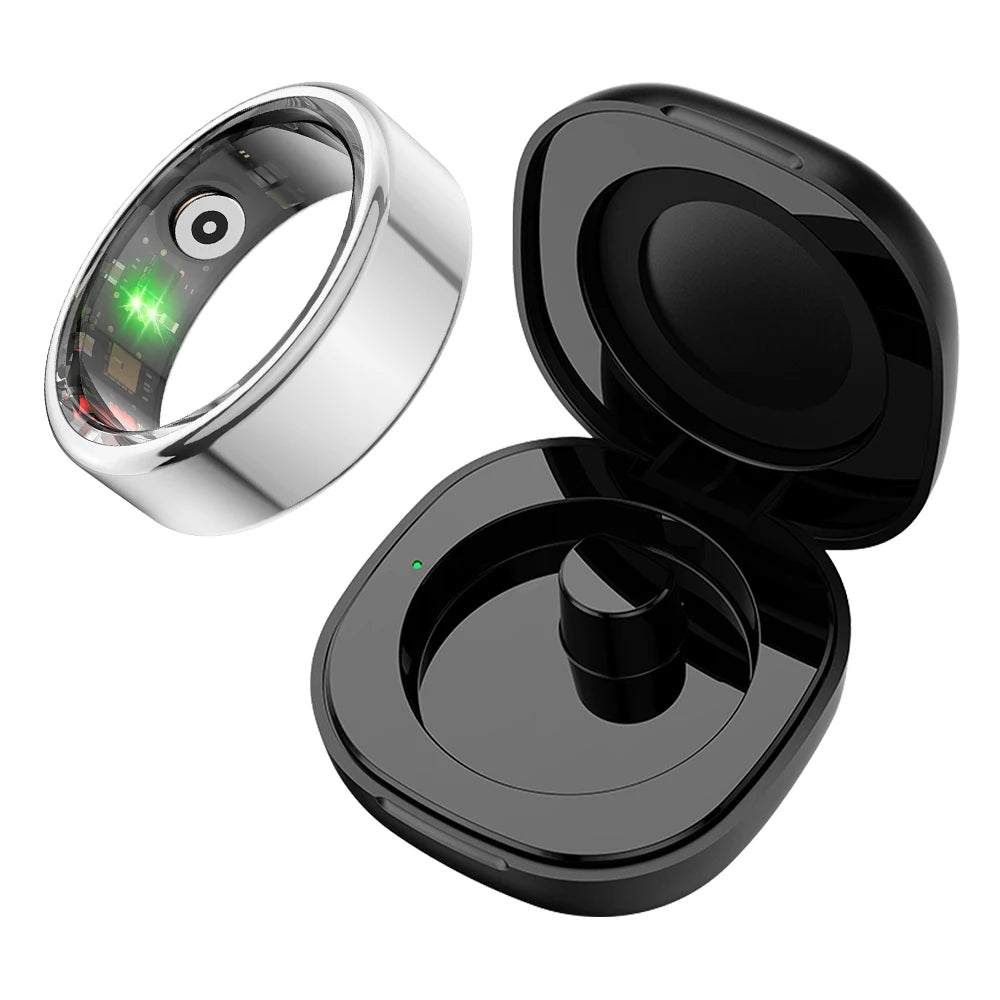 Smart Ring with Charging Case for Men Women, Battery Life, 39 Days, Health Monitor, 5ATM Waterproof
