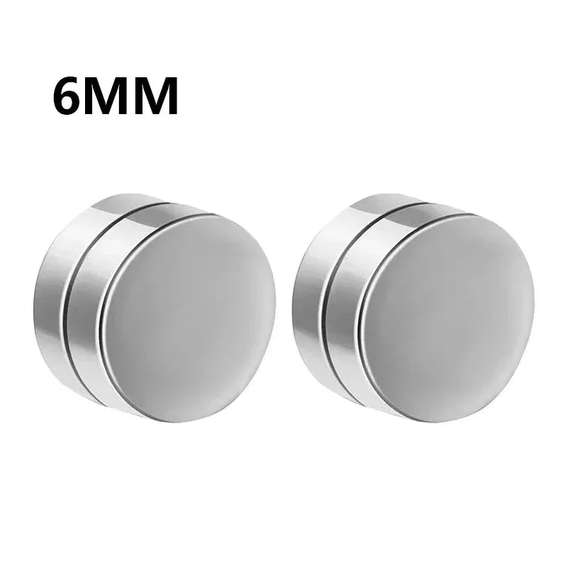 Crystal Strong Magnetic Ear Stud Clip Earrings for Men Women, Punk Round Zircon Magnet Earrings Non Piercing Ear Jewelry