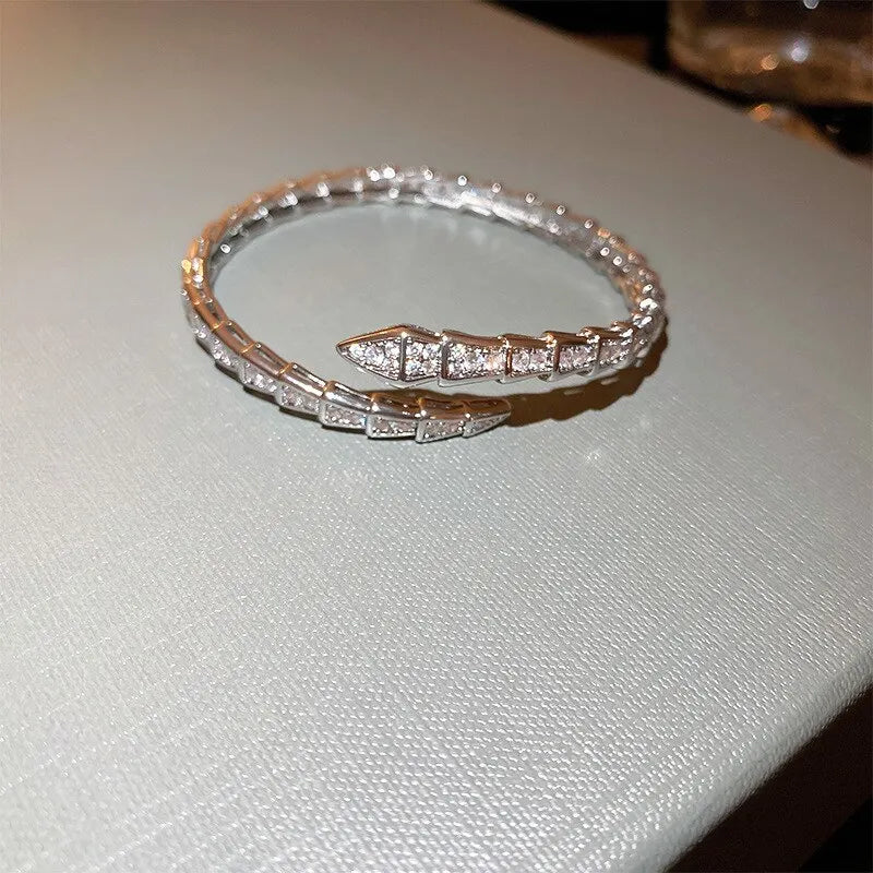 Classic Bracelets For Women Simple Fashion Shiny Inlaid Zircon Bracelet&bangle Punk Animal Chunky Bangles Jewelry