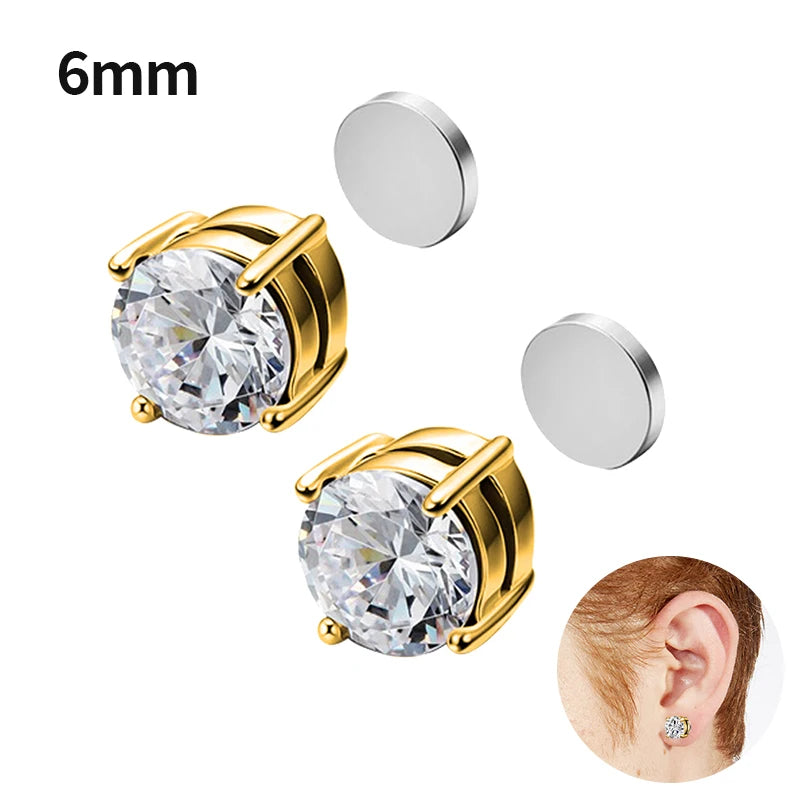 Crystal Magnetic Clip Ear Stud Non Piercing Earrings Fake Earring Gift for Men Women Jewelry