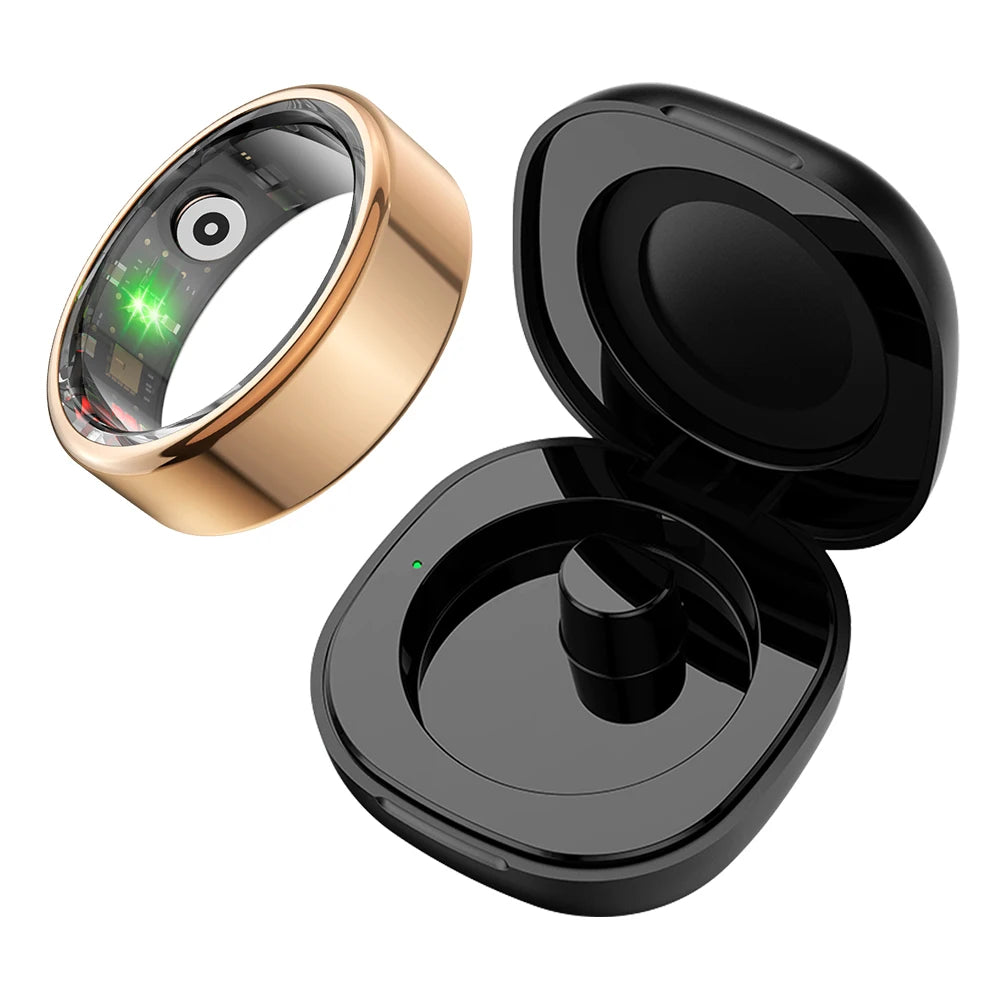 Smart Ring with Charging Case for Men Women, Battery Life, 39 Days, Health Monitor, 5ATM Waterproof