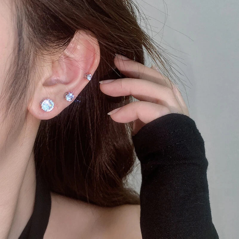 Crystal Magnetic Clip Ear Stud Non Piercing Earrings Fake Earring Gift for Men Women Jewelry