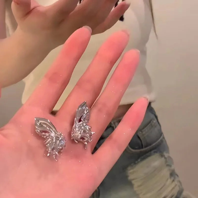 Liquid Earrings for Women Silver Color Hip-Hop Punk Fashion Geometric Earring Clip Girl 2024 Trendy Party Jewelry