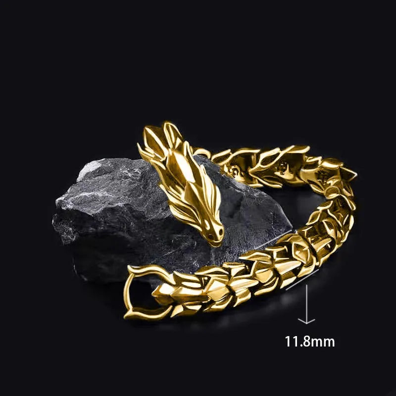 Men's Viking Domineering Dragon Vintage Punk Hiphop Bangle Bracelet Birthday Gift