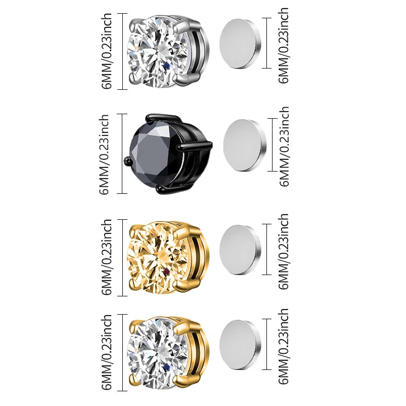 Crystal Magnetic Clip Ear Stud Non Piercing Earrings Fake Earring Gift for Men Women Jewelry