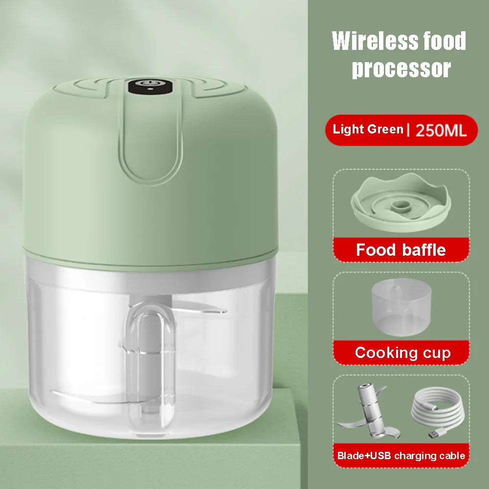 USB electric garlic grinder, mini meat grinder, 250ML blender, kitchen ginger, chili, vegetable chopper, food grinder