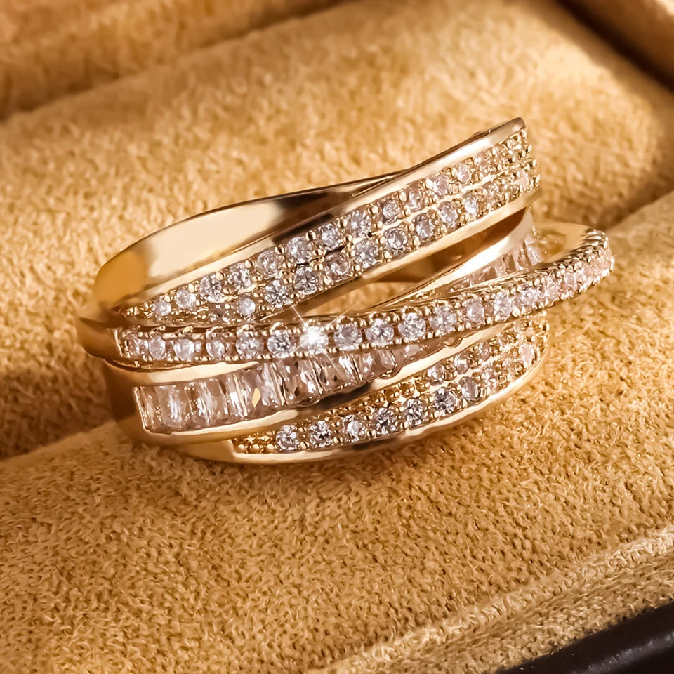 Ring Women's Plated 18k-Gold Couple Holiday Gift Ring Jewelry